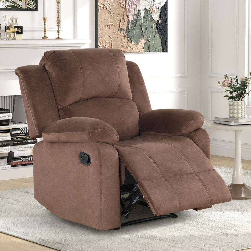 Llanos 3 Piece Comfortable Microfiber Manual Recliner Living Room Set with 2 Skin-friendly Recliners & Elegant Sofa, Brown