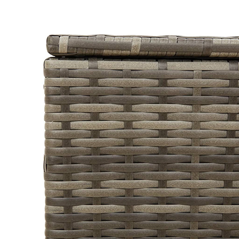Water Resistant Acacia Poly Rattan Deck Box with Wheels, Gray