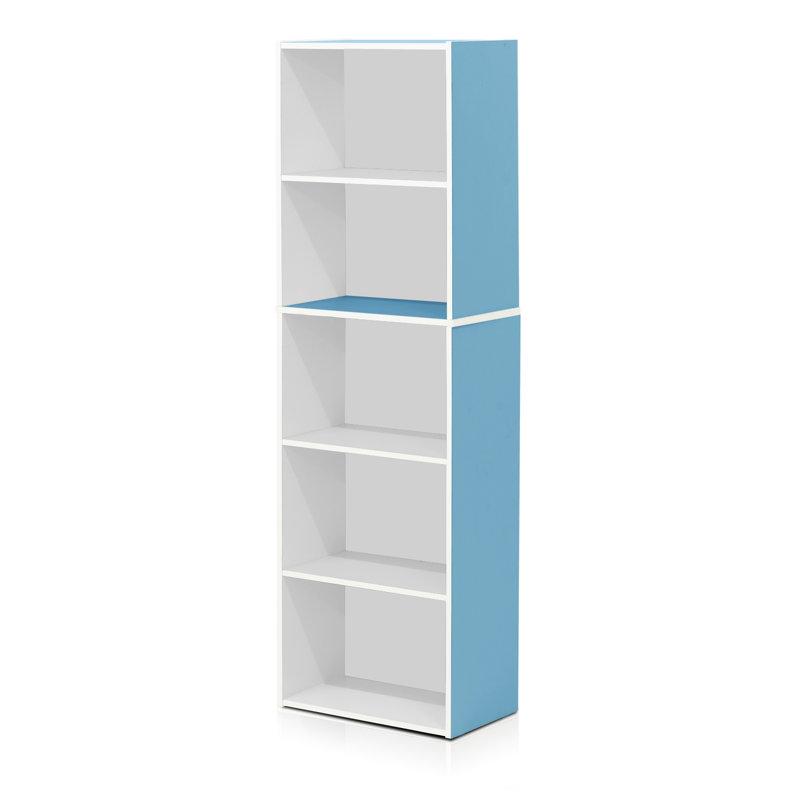 Cannice Bookcase, White/Blue, (5 Shelves) 52.1" H x 15.8" W x 9.4" D