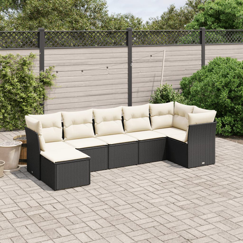 Ensemble de canapé de jardin Vidaxl PE rotin noir, acier thermolaqué modulaire