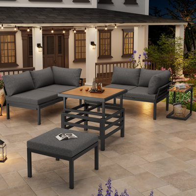 Modern Outdoor Patio Set With Adjustable Table & Extendable Sofa