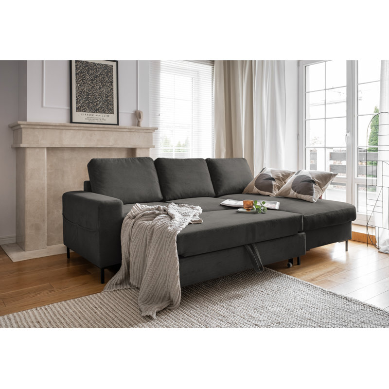 Lofty Lilly 4 seater Corner Sofa Bed, Grey, Right Hand Facing