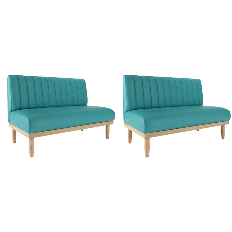 Banc rembourré en similicuir Modern Simple Cafe, Bleu turquoise foncé