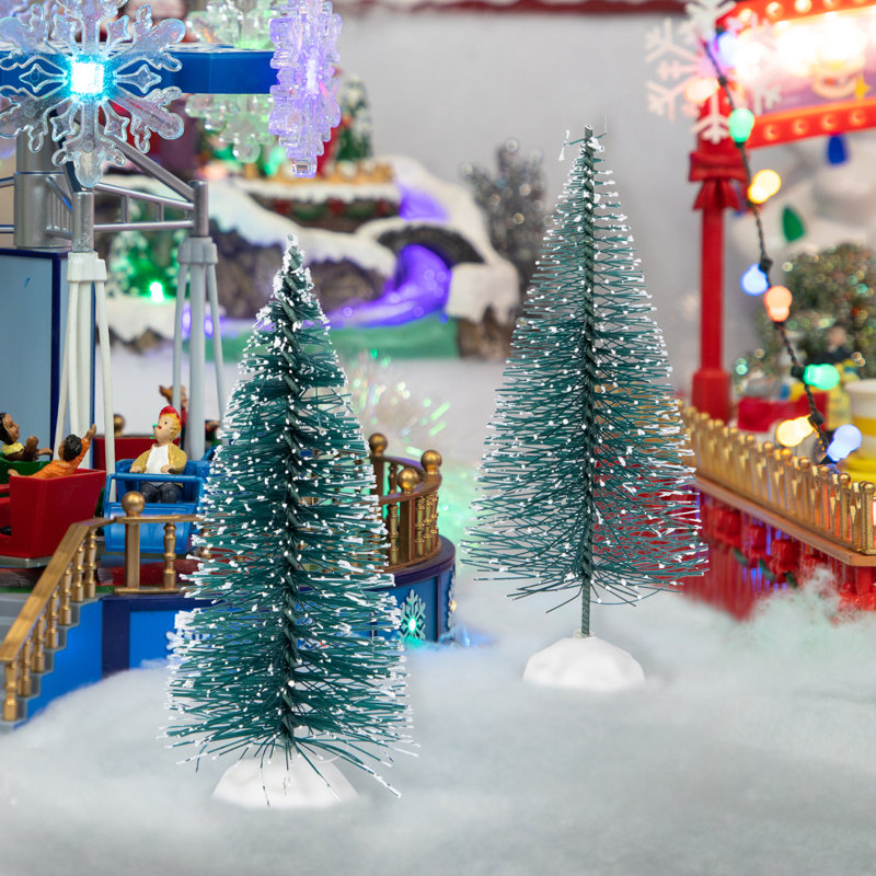 Mini sapin de Noël givré en forme de pin givré - 4 po - ensemble de 2