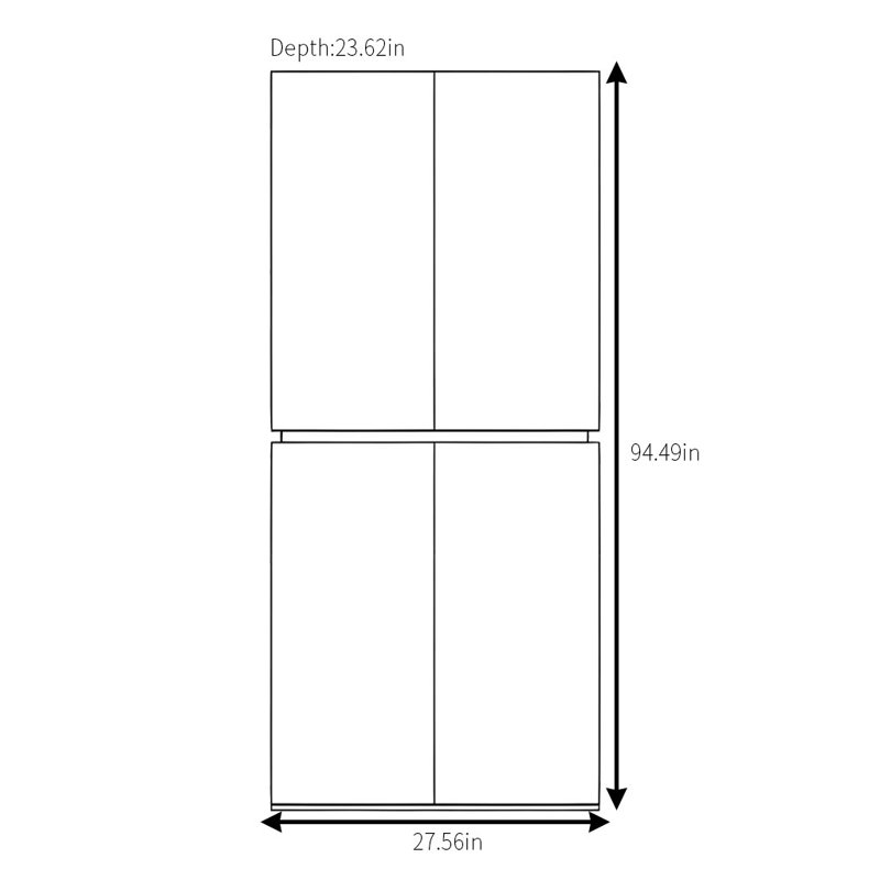 Modern Simple Segmented Wardrobe, 94.49" H x 27.56" W x 23.62" D