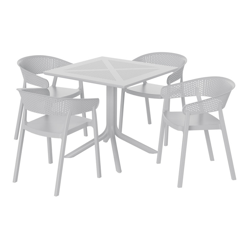4-Person Outdoor Square Dining Set, Gray