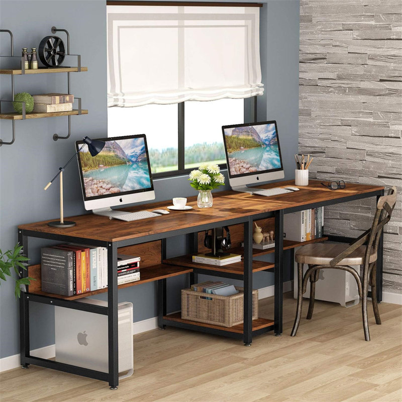 Bureau double 78,7 "pour deux personnes avec tablettes (sans la chaise)