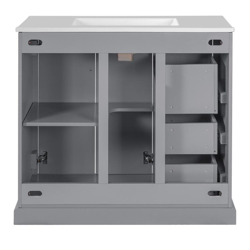 Meuble-lavabo élégant à fermeture en douceur, Gris