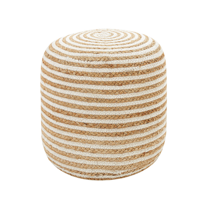 Spaska 40cm Wide Round Striped Pouffe Ottoman