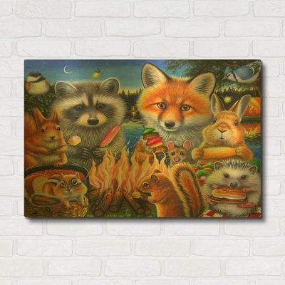 « Camping d'été » par Bridget Voth, tableau mural en métal doré, 91,4 cm x 61 cm
