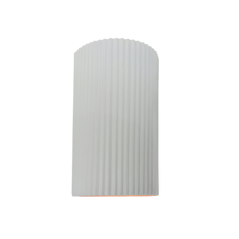 Applique murale en céramique Beda, H 12,5 po x l 7,75 po x P 4 po, Blanc brillant / Blanc