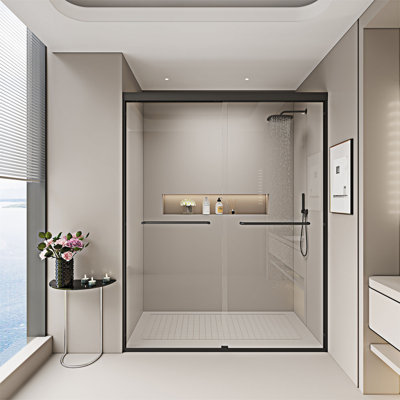 Porte de douche coulissante double semi-sans cadre