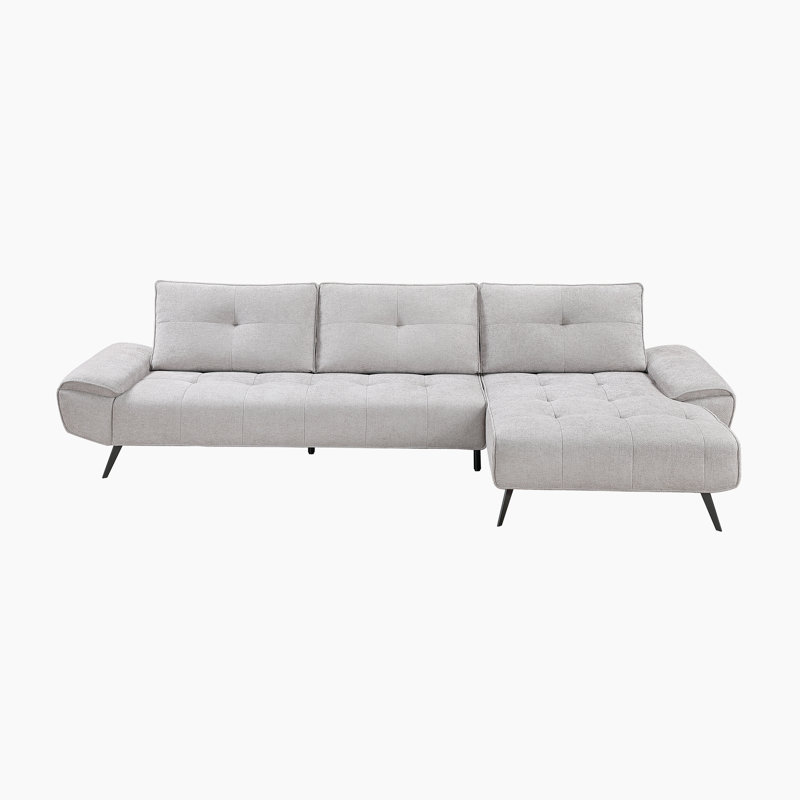 Canapé modulaire en chenille 2 pièces Kenner, Orienté à droite, Chenille gris pâle