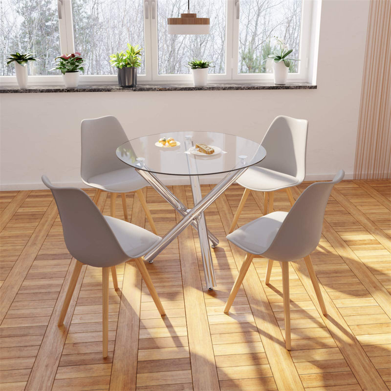 Amyr Round Glass Top Dining Table