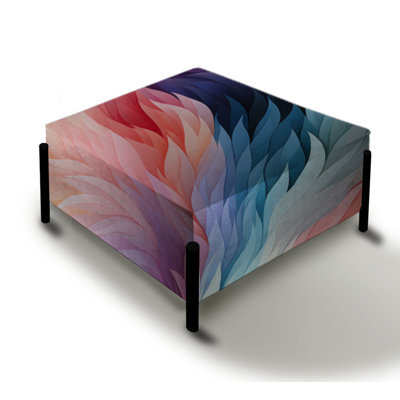 Ethereal Whispers Chevron Pattern - Abstract Large Square Ottoman