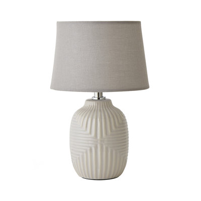 Harrison Tapered Lamp Shade Geometric Ribbed Pattern Gloss Small Table Lamp