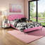 Grand lit plateforme en cuir végétalien Karina, rose, H 39,63 po x l 62,75 po x L 86,25 po-744098864-744098872