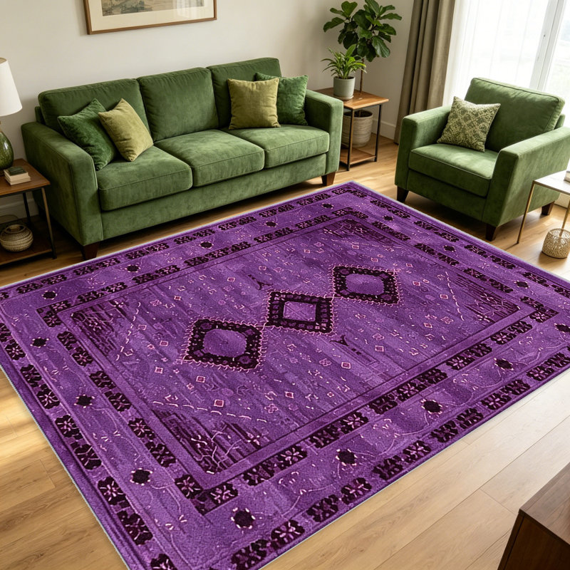 Vintage Persian Medallion Purple carpet-easy to clean, machine-washable, soft and comfortable; suitable for door mats, kitchens, living rooms, bedrooms, corridors, and laundry areas. Easy to clean, durable carpet for home decoration.