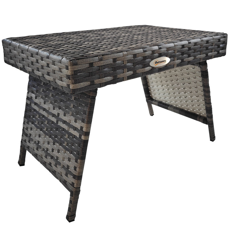 Nathalene Foldable Outdoor Side Table Steel Frame 60 x 41 x 41 cm Mixed Grey
