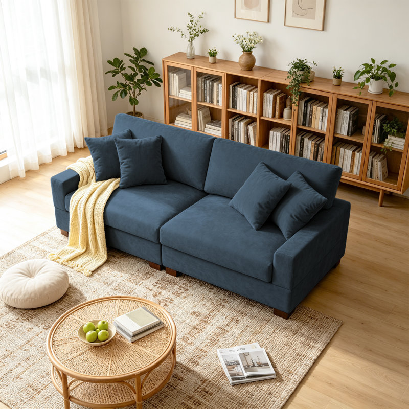 Canapé modulaire rembourré 2 pièces en chenille 2 pièces, Bleu