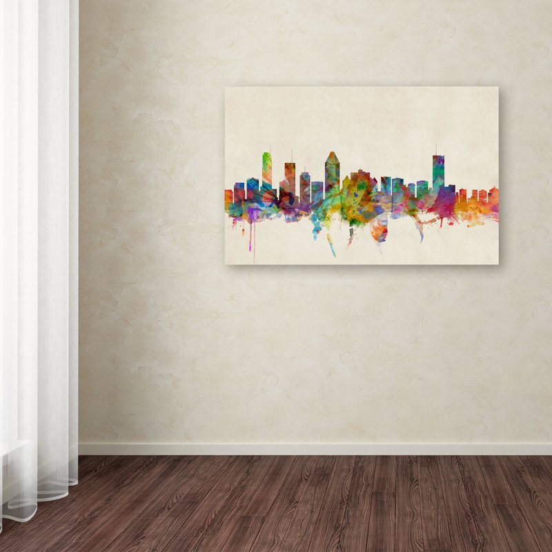 « montréal canada » par michael tompsett, impression sur toile tendue, H 30 po x l 47 po x P 2 po
