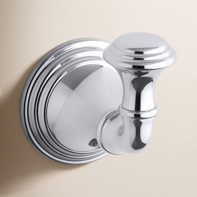 Devonshire Wall Mounted Robe Hook, Polished Chrome wit Vibrant Polished Brass Accents