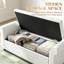Banc de rangement capitonné avec accoudoirs roulés, repose-pieds avec charnière de sécurité-421975846-421975851