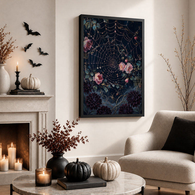 Art mural sur toile, roses roses et dahlias foncés avec toile perlée, H 30 po x l 20 po