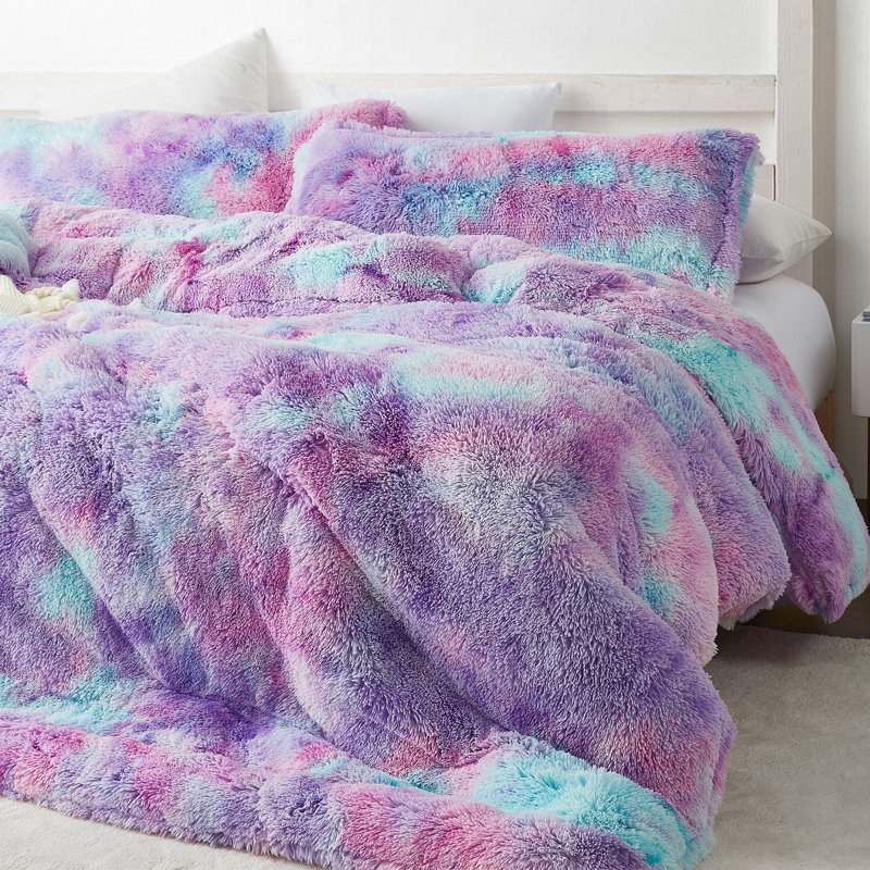 Unicorn Dreamz Polyester Baffle Box Stitch Abstract Comforter, Purple, King Comforter + 2 King Shams