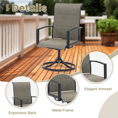 7 Pieces Patio Round Table Outdoor Dining Set