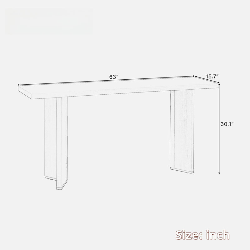 Modern Console Table With Geometric Shape Structure And Wood Grain, Natural