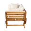 Canapé d'extérieur d'extérieur pour lit de jour, canapé 3 places avec accoudoirs pliables et 4 coussins de dossier, coussin amovible en teck et structure en bois d'acacia beige