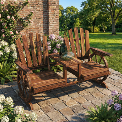Stable Patio Bench,2-Seat Wooden Garden Bench by Red Barrel Studio