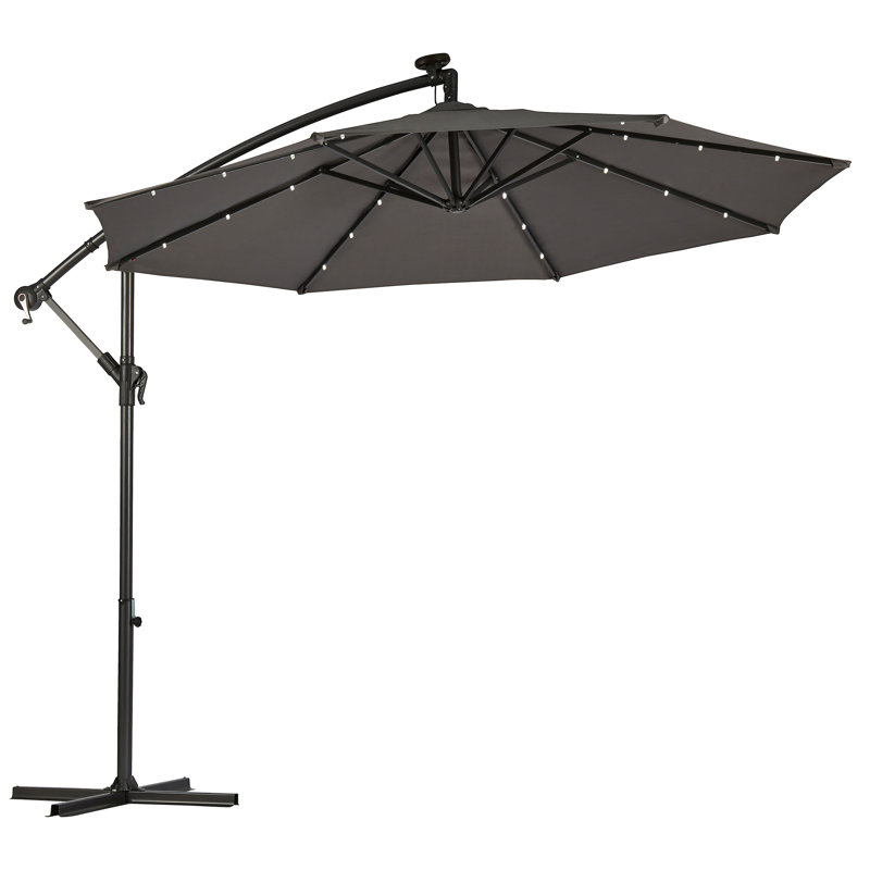 Blevins 270cm Lighted Cantilever Parasol, Charcoal
