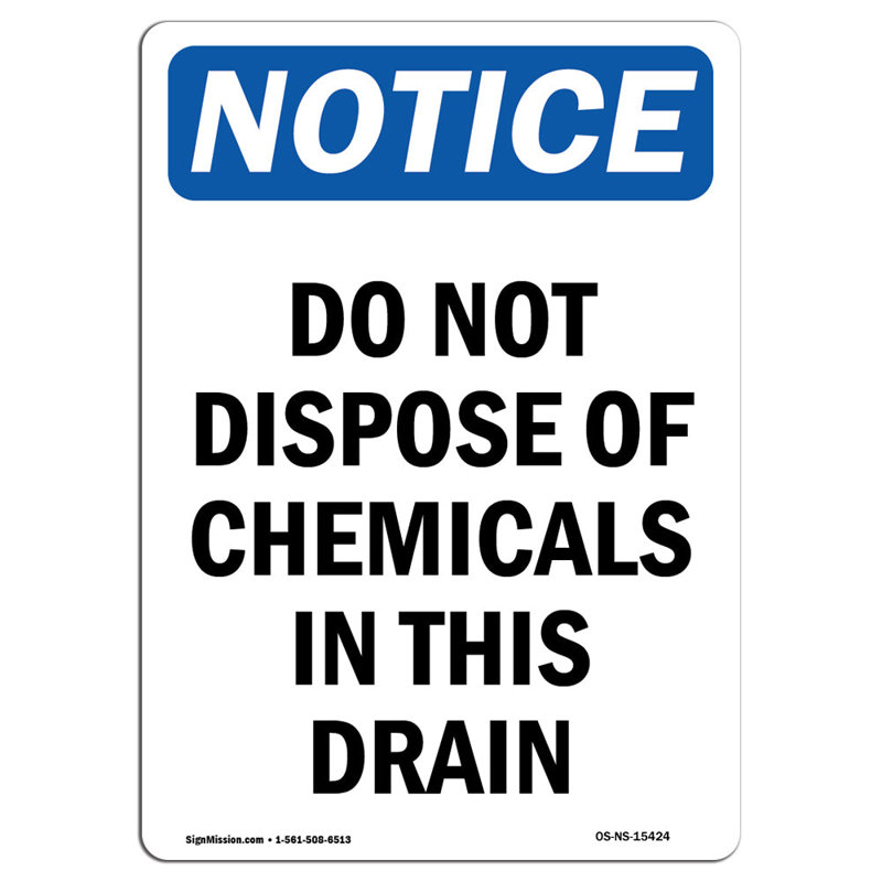 Ne pas jeter les produits chimiques dans le drain