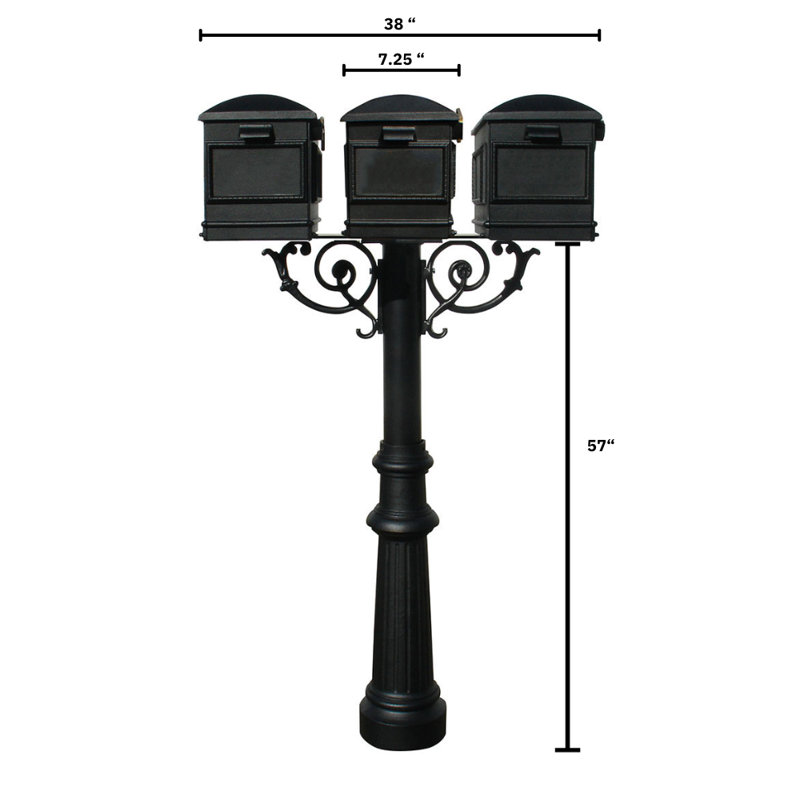 Hanford Aluminum Post Mounted Mailbox, Yes