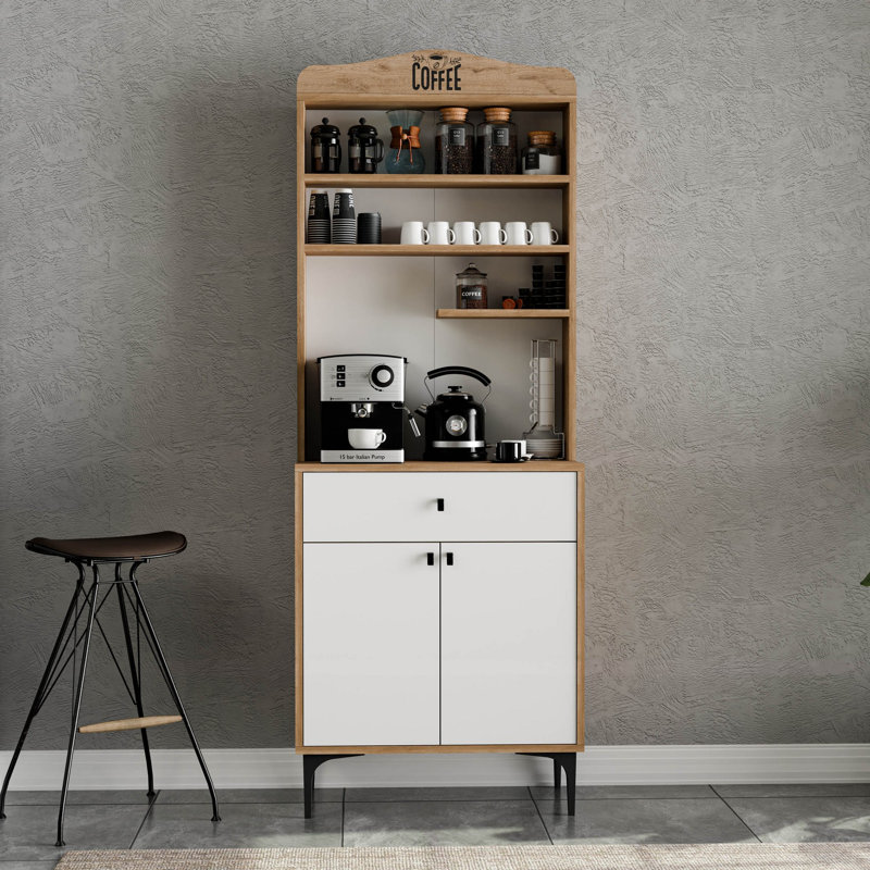 Armoire polyvalente avec de nombreuses tablettes, finition chêne et blanc, 27,2 x 69,3 x 13,8 pouces | 100% aggloméré mélaminé, conception murale, parfait pour les solutions de bureau à domicile et de rangement, élégant et fonctionnel