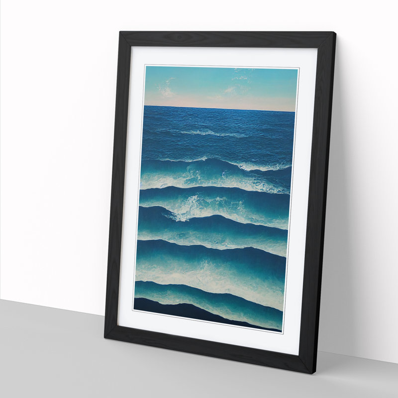 Seascape Conceptual Art - Single Picture Frame Painting, Black, 64cm H x 46cm W x 2cm D