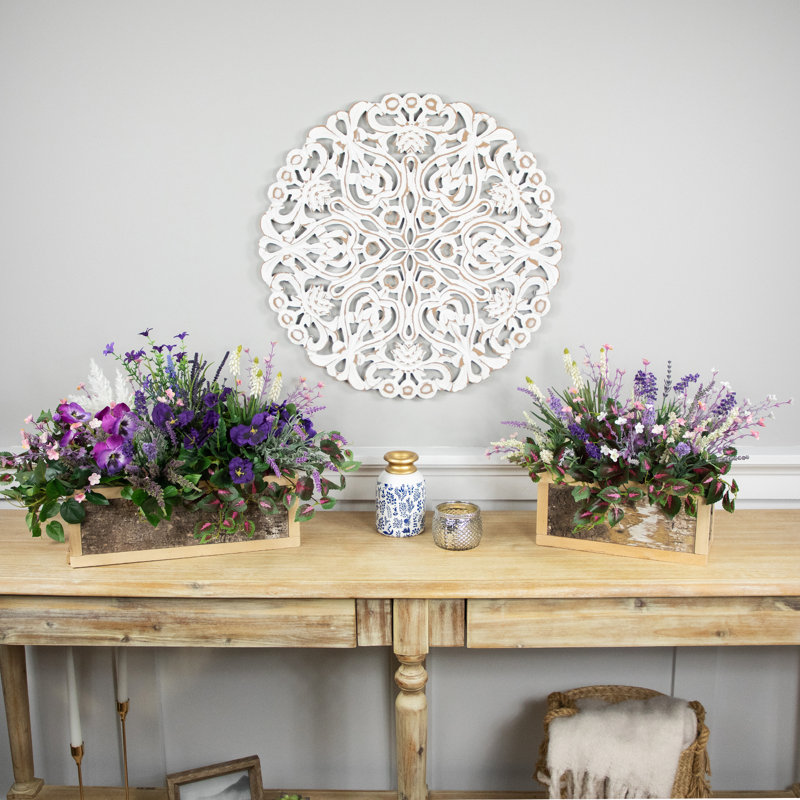 Ensemble de 2 boîtes de rangement rustiques en bois 15,5 po