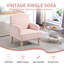 Chaise d'appoint rétro rose moderne - pieds en bois massif et tissu moelleux, capacité de 300 lb, facile à assembler-709474420-723411630-726300279