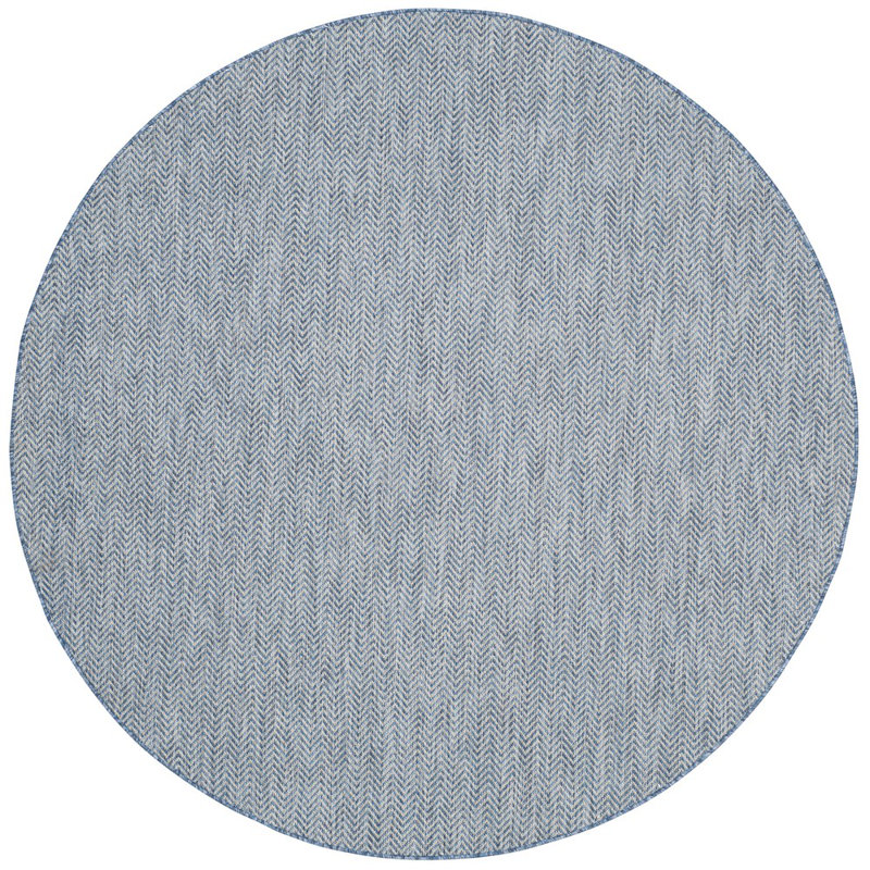 Aevry Navy/Gray Area Indoor/Outdoor Area Rug, Round 5'3"