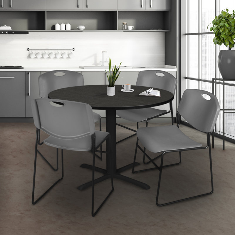 Gray Armless Metal Frame Stackable Chairs, Set of 8
