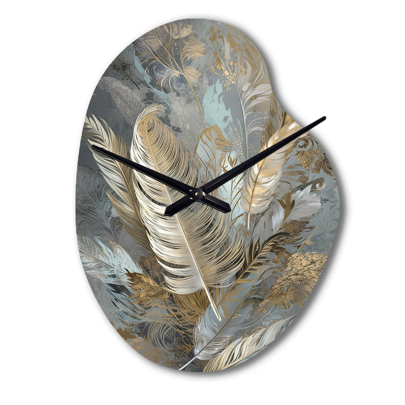 Horloge murale plume dorée, Grand