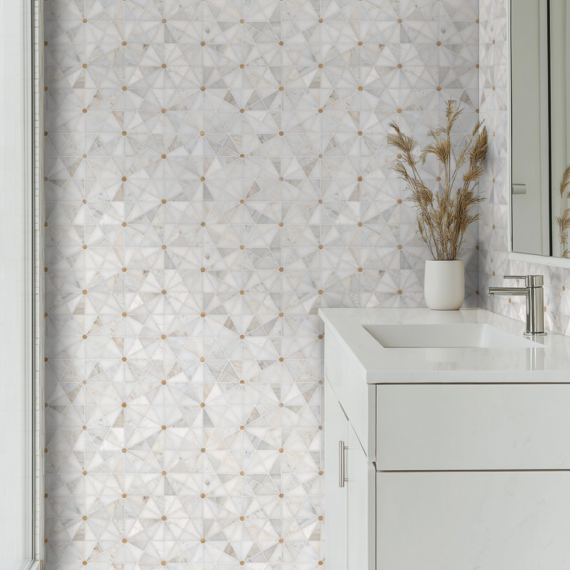 Artemis Astoria Pinwheel 10 in. x 12 in. Stone Metal Blend Mosaic Floor and Wall Tile