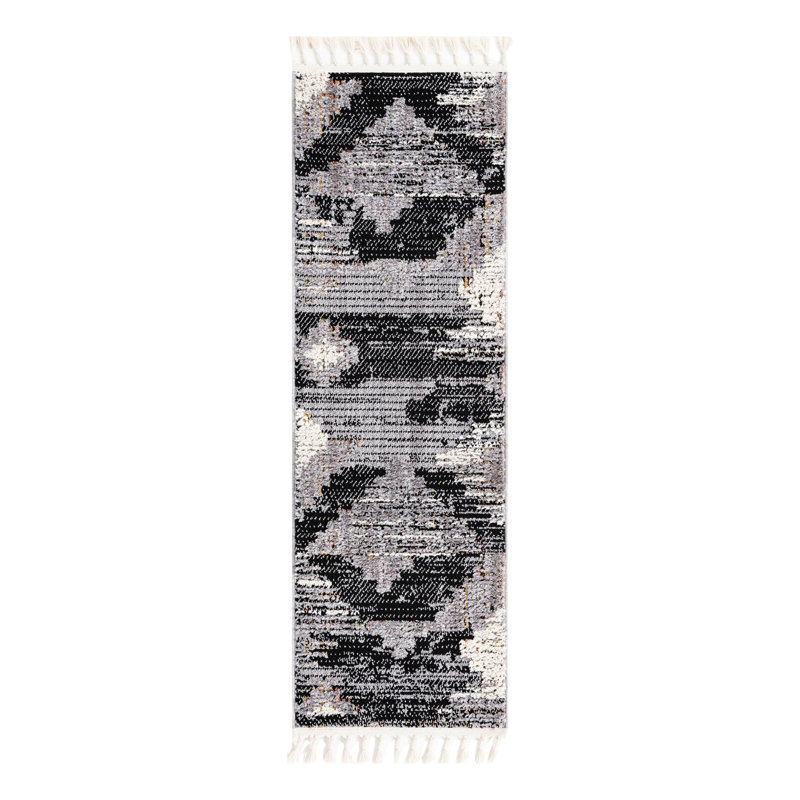 Gosnold avec motif géométrique gris, Tapis de couloir 2 pi x 6 pi