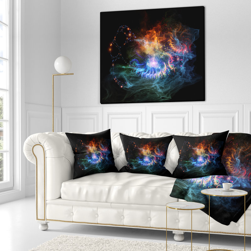 Flammes de réseau - Coussin imprimé abstrait, 16 po x 1 po, Oreiller européen