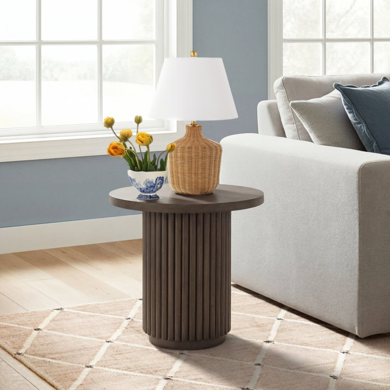 Sabian Solid Wood Top End Table, Reclaimed Ashen Brown
