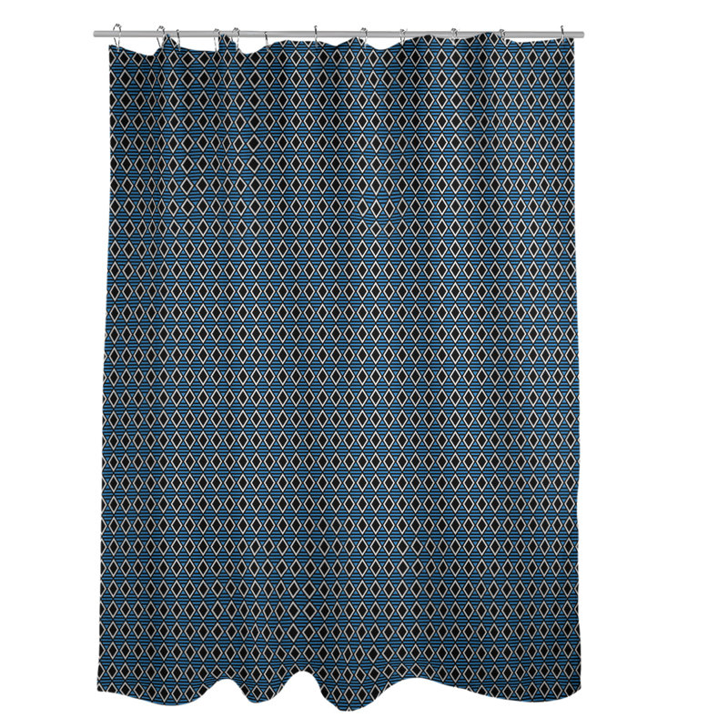 Rideau de douche simple hexagonal classique, Classic Hexagonal, Blue Geometric 2
