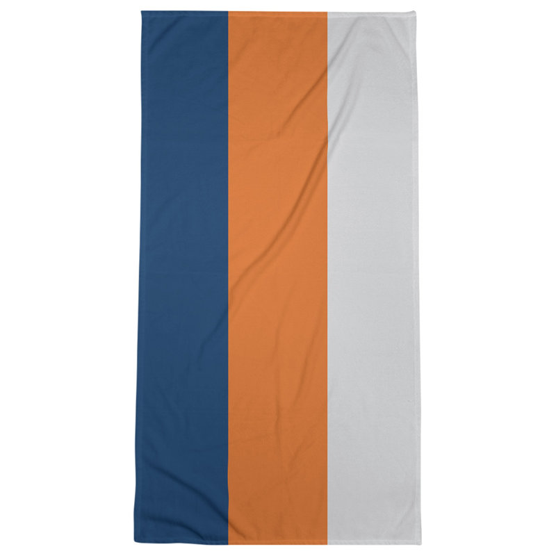 Bath Towel, Navy/Orange/Gray, Polyester/Cotton