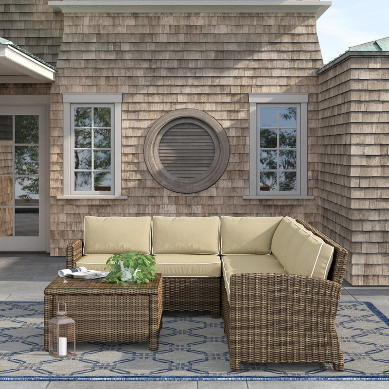 Leandra 5 - Person Patio Conversation Set with Cushions, Sand